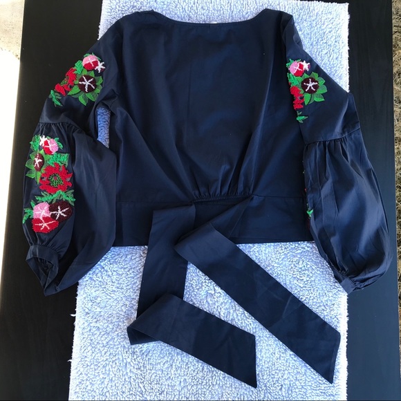 NWT perfect blouse Bohemian Style DARK BLUE - Picture 3 of 3